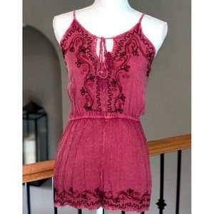 Berry Colored Embroidered Romper